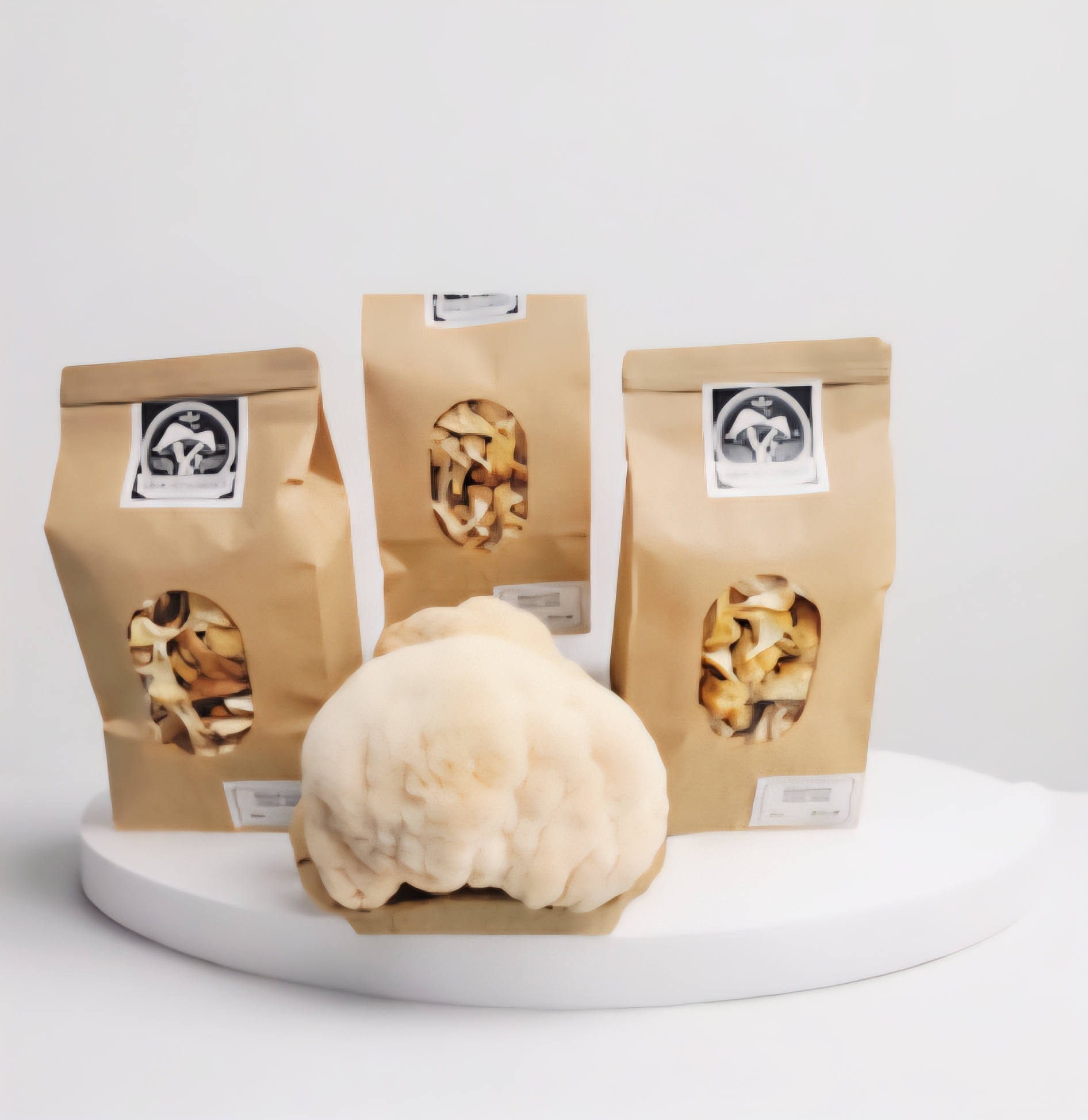 Packaged Lion's Mane mushroom products
